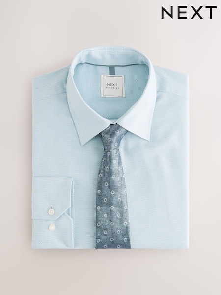 Blue Mint/Navy Medalion Slim Fit Shirt And Tie Pack (AC8812) | €38