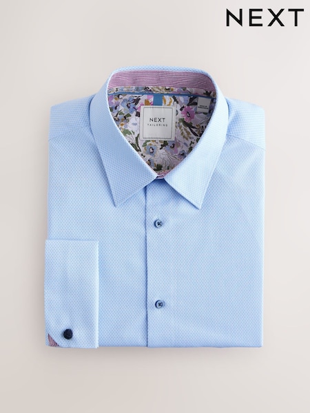 Blue Regular Fit Trimmed Easy Care Double Cuff Shirt (AC8815) | 158 QAR