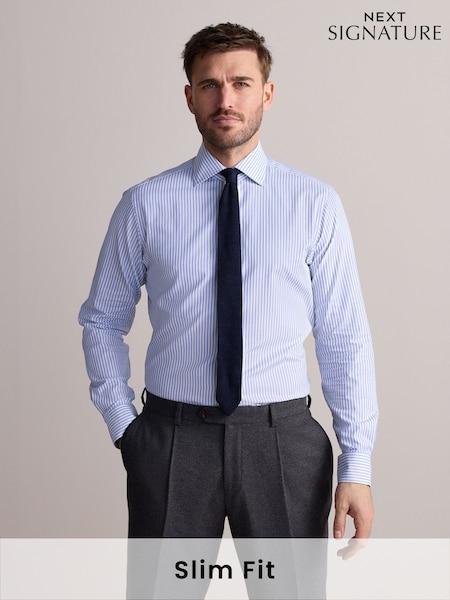 Синій - Signature 100% Cotton Bengal у смужку сорочки (AC8818) | 1 559 грн