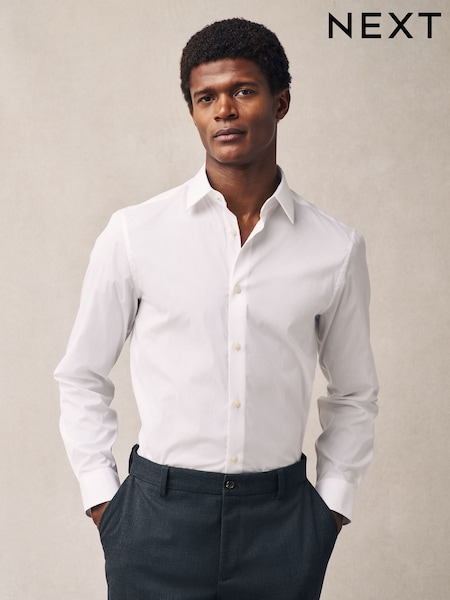 White Regular Fit Motionflex Long Sleeve Shirt (AC8822) | €51