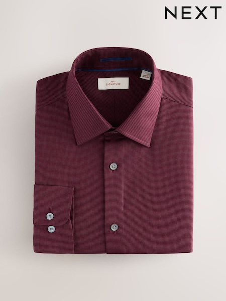 Burgundy Red Slim Fit Signature 100% Cotton with Textured Smart Shirt (AC8824) | €42