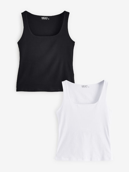 Black/White Square Neck Vest 2 Pack (AC8857) | €24.50