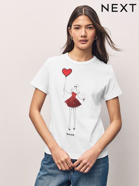 Ecru Valentines Essential Pure Cotton Short Sleeve Crew Neck T-Shirt (AC8864) | €9