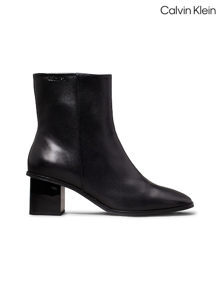 Calvin Klein Black Leather Ankle Boots (AC8976) | AED524