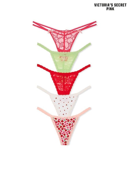 Victoria's Secret PINK Red/Green/White/Pink 5 Pack Lace Knickers (AC8997) | €31