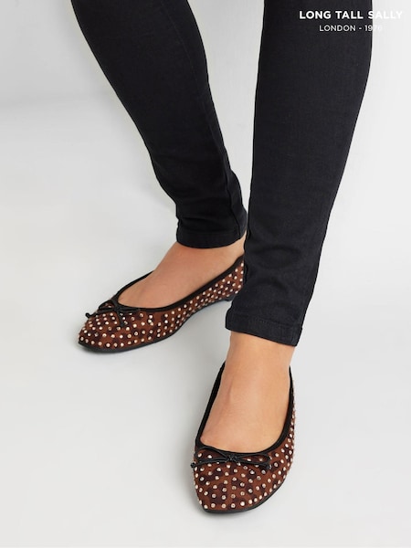 Ruskea - Long Tall Sally Diamante Baletti Tossut (AC9011) | €57