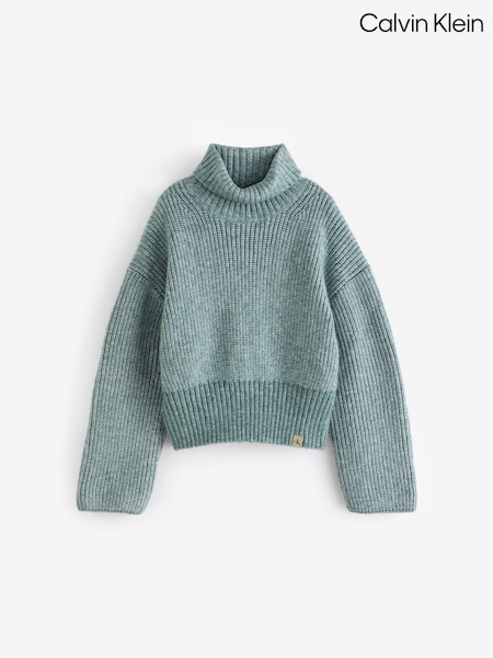 Calvin Klein Green Melange Stitch Roll Neck Jumper (AC9174) | AED314
