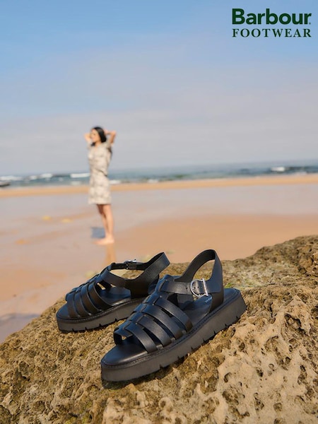 Barbour® Black Otterburn Fisherman Sandals (AC9226) | €184