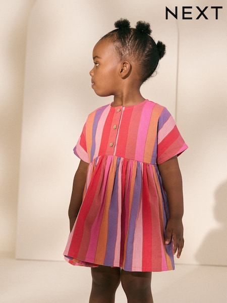 Pink/Red Stripe Relaxed Summer Dress (3mths-8yrs) (AC9229) | €18 - €22