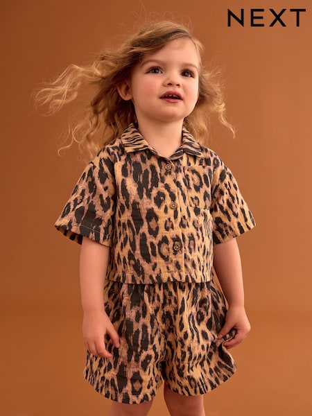 صورة حيوان - 100% Cotton Shirt And Shorts Co-Ord Set (3mths-10yrs) (AC9258) | ‏71 د.إ.‏ - ‏ 102‏ د.إ.