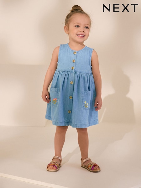 Denim Sleeveless Pocket Summer Dress (3mths-8yrs) (AC9264) | R$ 135 - R$ 165