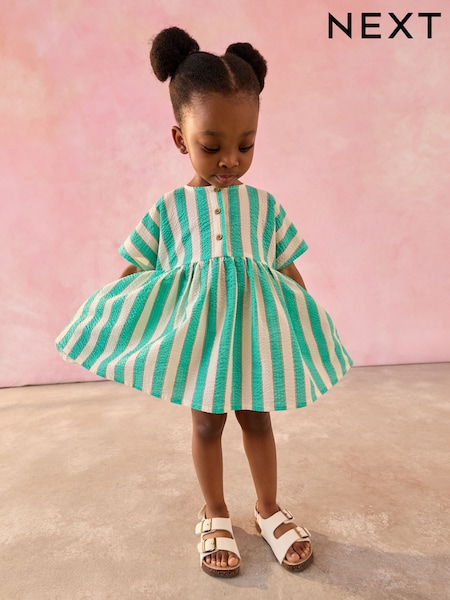 Green/White Stripe Relaxed Summer Dress (3mths-8yrs) (AC9271) | AED66 - AED81