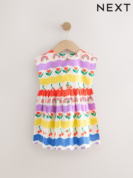 Multi Rainbow Button Through Summer Dress (3mths-10yrs) (AC9280) | 54 QAR - 69 QAR