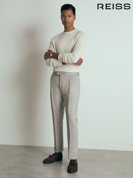 Reiss Grey Melange Gallo Atelier Tapered Wool Suit Trousers (AC9312) | €297
