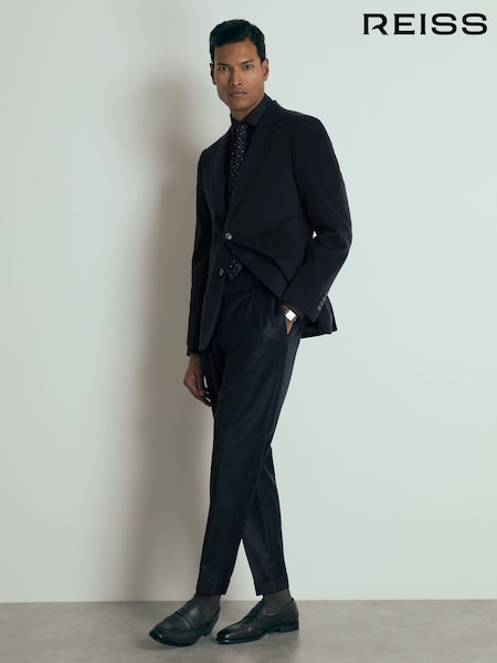 Reiss Navy Gallo Atelier Tapered Wool Suit Trousers (AC9315) | €498