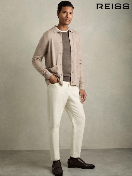 Pšeni melange - Reiss Munich Merino Wool Button-Through Cardigan (AC9341) | € 168