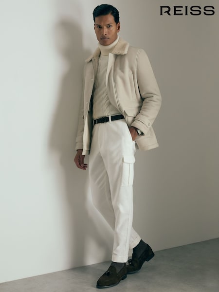 Reiss White Lato Atelier Cotton-Moleskin Cargo Trousers (AC9348) | €280