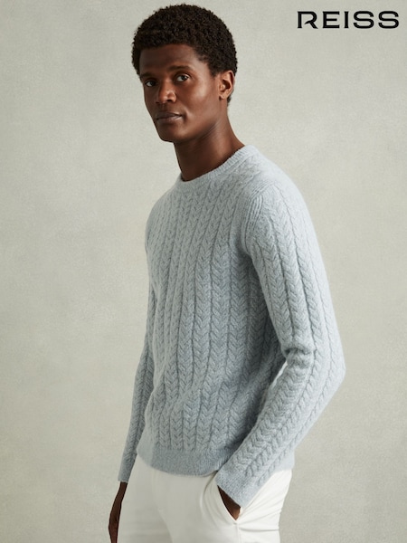 Reiss Soft Blue Minsk Cabled Jumper with Wool and Alpaca (AC9359) | AZN 296