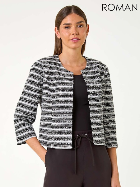 Roman Black Stripe Shimmer Boucle Jacket (AC9379) | €80