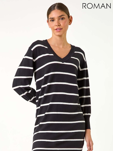 Musta - Roman Stripe Print Knitted Jumper Dress (AC9390) | €66