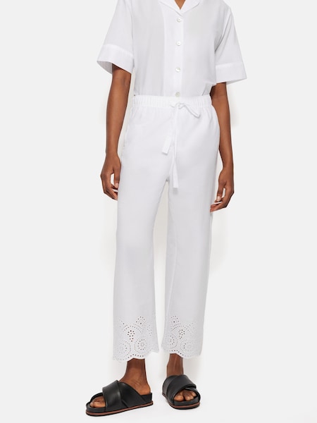 Jigsaw Broderie Cropped 100% Cotton Trousers (AC9414) | ‏251‏₪