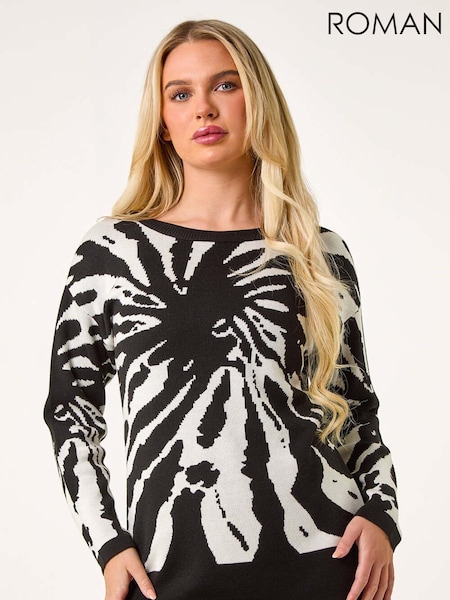 Roman Black Petite Abstract Knit Jumper (AC9434) | €57