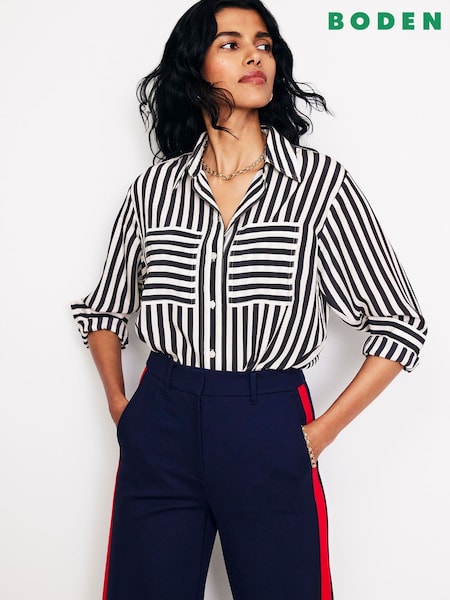 Boden Blue Connie Relaxed Silk Shirt (AC9469) | €102