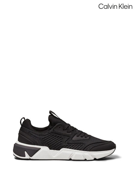 Calvin Klein Black Low Top Lace Up Knit Trainers (AC9486) | €186