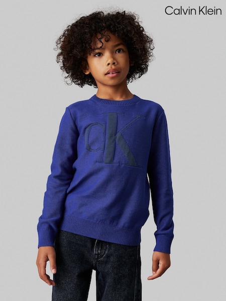 Calvin Klein Blue Regular Fit Monogram Jumper (AC9490) | €44