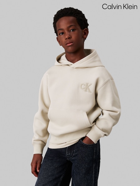 Calvin Klein Natural Bonded Pique Towel Monogram Hoodie (AC9501) | €57