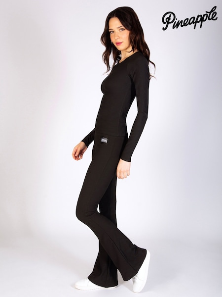 Pineapple Black Womens Rib Long Sleeeve Top (AC9510) | €32
