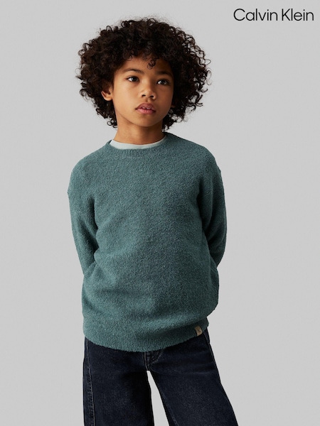 Calvin Klein Green Boucle Crew Neck Jumper (AC9514) | €53