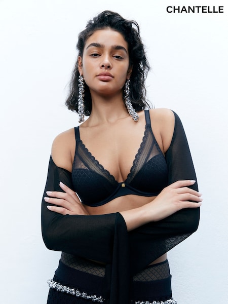Negro - Chantelle Norah Chic Soft Feel Plunge Underwired T-Shirt Bra (AC9540) | 85 €