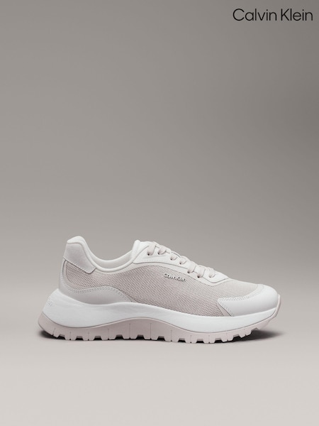 Calvin Klein Grey Lace Up Mesh Mix Runner Trainers (AC9584) | AED378