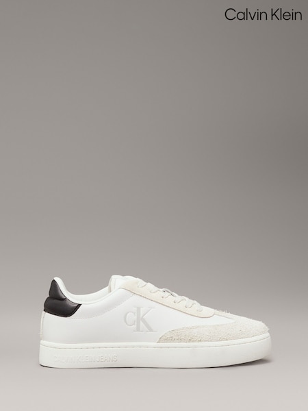 Calvin Klein White Classic Low Cup Lace Up Leather Trainers (AC9640) | R$ 985