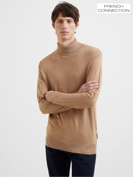 French Connection Roll Neck Knit Brown Jumper (AC9819) | R$ 345