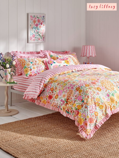 Lucy Tiffney Multi Run Rabbit Ruffle 180 Thread Count Duvet Cover and Pillowcase Set (AD0021) | €66 - €113