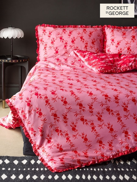 Rockett St George Sunset Floral Frill 180 Thread Count Duvet Cover and Pillowcase Set (AD0060) | €71 - €120