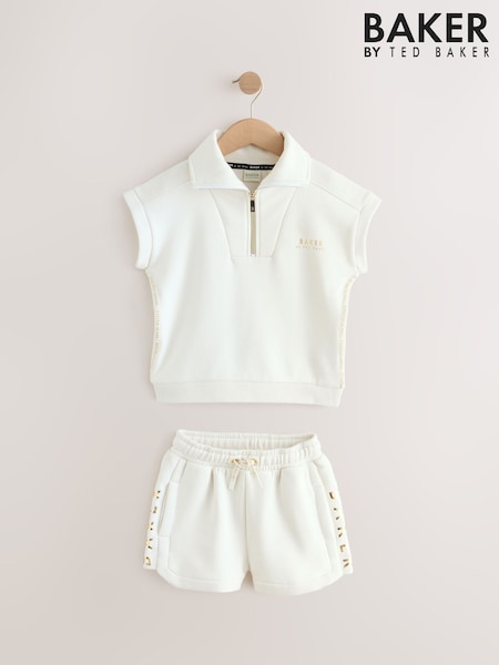 Baker by Ted Baker Cream Zip Neck Top and Shorts Set (AD0136) | €45 - €52