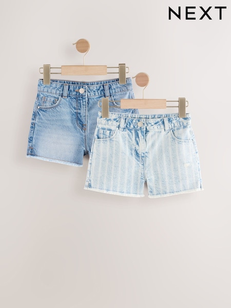 Mid Blue Regular Length 100% Cotton Frayed Edge Shorts (3-16yrs) (AD0169) | R$ 195 - R$ 245