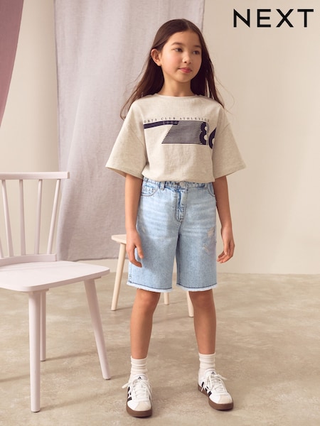 Light Blue Distressed Denim 100% Cotton Shorts (3-16yrs) (AD0176) | ₪50 - ₪71