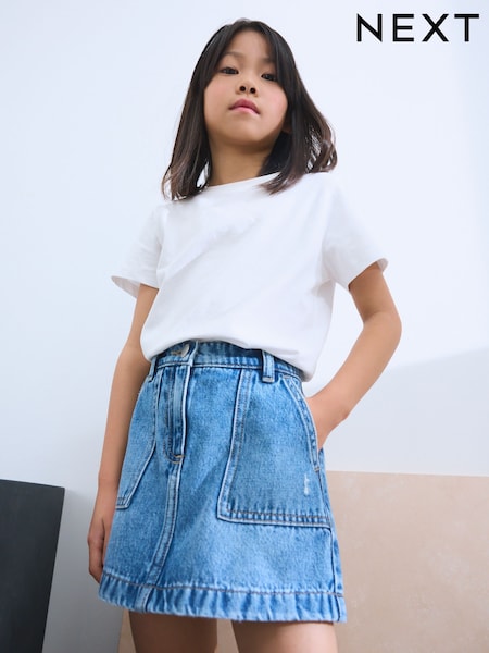Mid Blue 100% Cotton Denim Skirt (3-16yrs) (AD0178) | R$ 125 - R$ 175