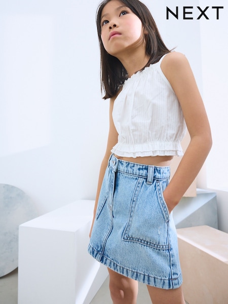 Light Blue 100% Cotton Denim Skirt (3-16yrs) (AD0179) | R$ 125 - R$ 175