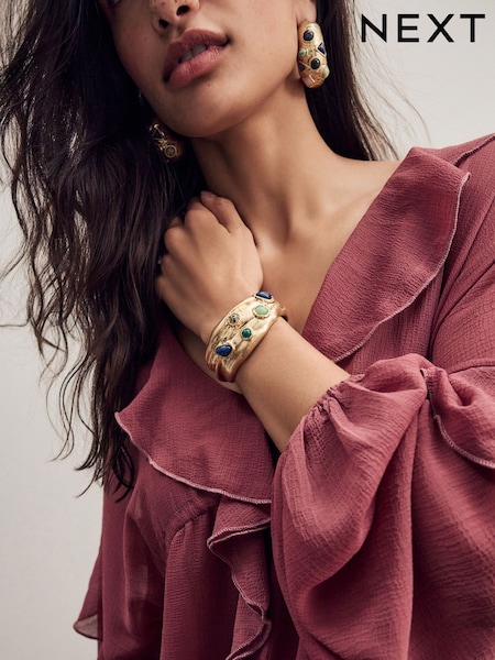Gold Tone Molten Cuff Bracelet (AD0389) | 81 QAR