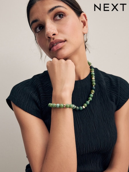 Green Round Beaded Bracelet (AD0390) | €11