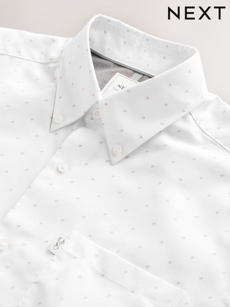 White Easy Iron Button Down Short Sleeve Oxford Shirt (AD0424) | €26