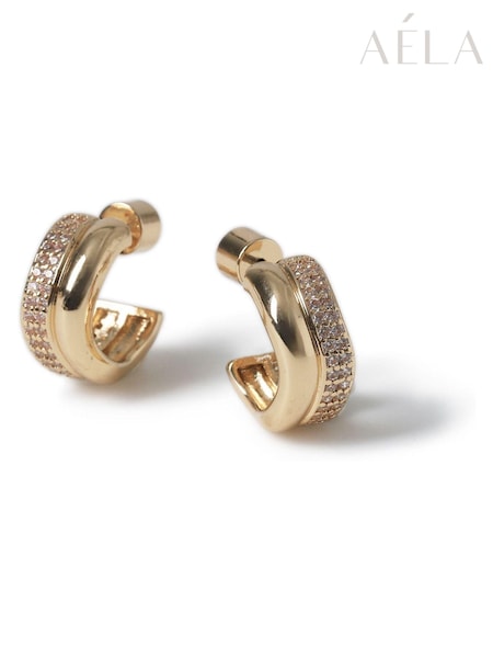 Aela Gold Tone Diamond Simulant Wave Hoop (AD0494) | 29 €