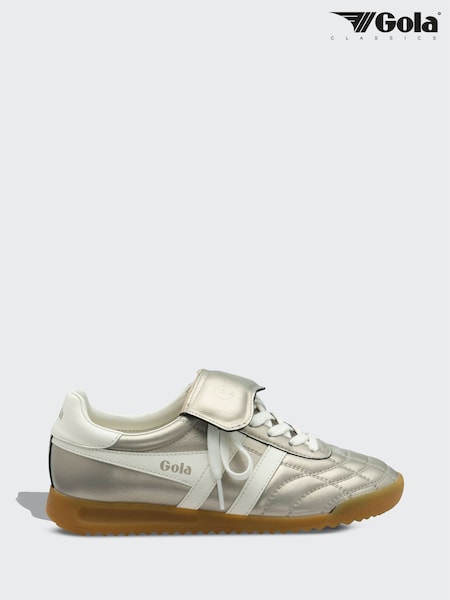 Gola Champagne Off White Giola Womens Silver Stadium 86 Trainers (AD0704) | ₪503