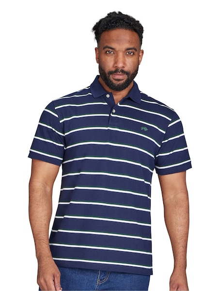 Raging Bull Blue Triple Stripe Pique 100% Cotton Polo Shirt (AD0841) | 191 SAR - 207 SAR