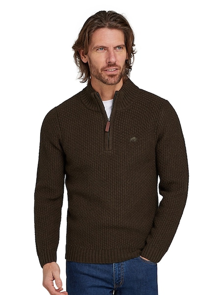 Raging Bull Green Chunky Textured Quarter Zip Jumper (AD0848) | 459 LEI - 501 LEI